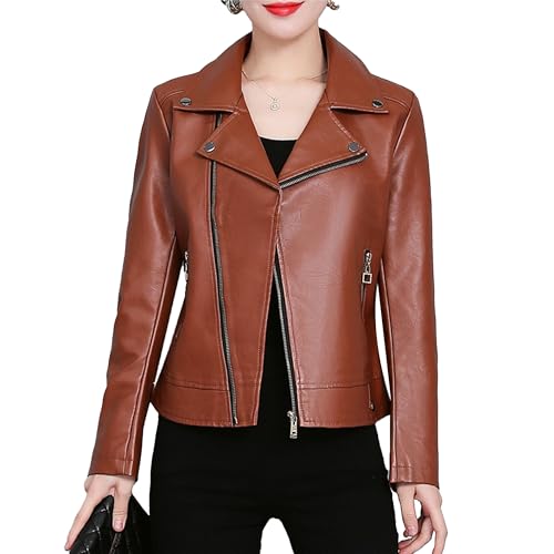 Manteau court en similicuir coupe ajustée zippée veste casual