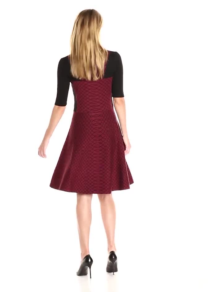 Watch Gabby Skye Women's Short-Sleeve Printed Fit-and-Flare Sweater Dress  on Amazon Live