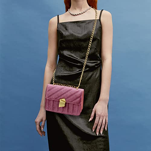 Aisi Women Quilted Velvet Clutch Handbags Wallet Chain Shoulder Crossbody Bags Evening Messenger Satchel Purse3