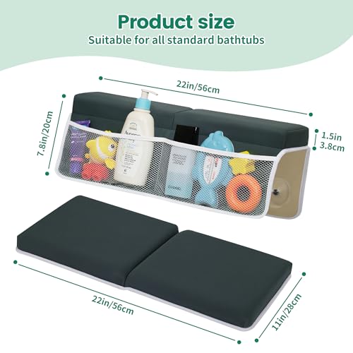 Image of Comfortable Baby Bath Kneeler and Elbow Rest Pad Set, Thick Memory Foam Bath Kneeling Pad with Elbow Support, Baby Bathtub Cushion with Toy Organizer, Non-Slip for Infant or Toddler Bathing