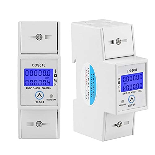 Compteur d'énergie, 5-80A 230V 50Hz LCD Compteur d'énergie monophasé Wattmètre Montage sur Rail DIN DDS015 Cover