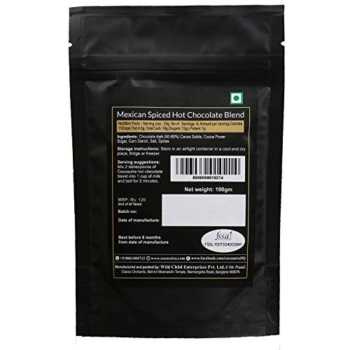 Image of COCOSUTRA Mexican Spiced Hot Chocolate Mix | Enjoy hot or cold | 100 g | Gluten Free Drinking Chocolate Powder | No Preservatives | Ready in 2 Minutes | Serves 5 Cups (Pack of 2)
