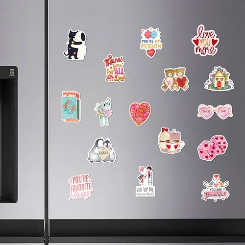 Image of WallDesign Romantic Love Fridge Magnets for Couples (16 Pcs) - Cute Daily Love Message Magnets - Couple Gift for Wife, Husband, Girlfriend & Boyfriend - Anniversary, Marriage & Everyday Surprise