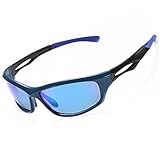 Siren Mens Polarized Unbreakable Sunglasses - Mirror Blue Lens on Blue Black Frame