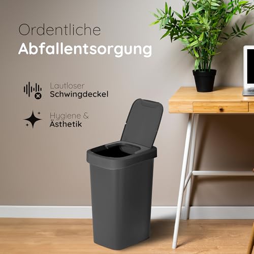 Novaliv Mülleimer 50L mit 2in1 Deckel, Klappdeckel & Schwingdeckel, Stilvoller Anti-Geruch Abfalleimer für Küche Haushalt Büro… – Ansicht 2