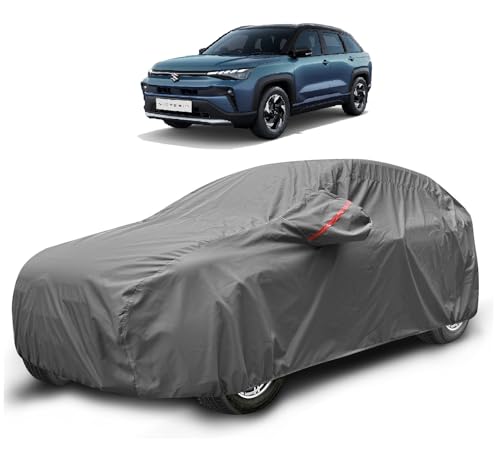 Image of Auto Hub Car Cover Compatible with Maruti Victoris with Mirror Pocket, Waterproof Layers, Victoris Car Cover Waterproof - Taiwan Grey