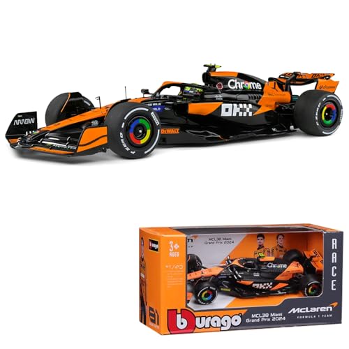 Bburago 1/43 McLaren F1 MCL38 Miami Grand Prix #4 Lando Norris miniatura 1