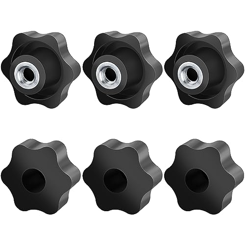 6Pcs M10 Star Clamping Nuts, Jeboler Handle Nuts Diameter 50mm Knobs Grip Plastic Star Nut, Handle Wing Nut Thumb Bolts Thread For Machines And Furniture, Machine Tools, Fitness Equipment