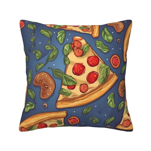 Housse coussin velours côtelé pizza 40x40 lavable pour canapé - 2