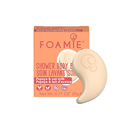 Foamie Gel de ducha 2 en 1 solido para todo tipo de piel con papaya y leche de avena hidratante - Formato de viaje 100% vegano y sin plástico 80 g