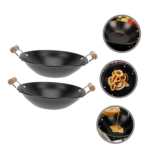Cabilock 2pcs Small Stainless Steel Hot Pot con Mangos de Madera miniatura 7