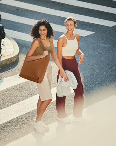 Image of Prite Corduroy Tote Bag for Women Large Shoulder Bag with Zipper and Pockets for College School Work Travel Shopping