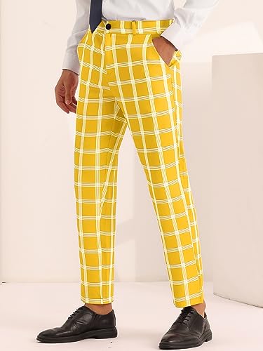 Lars Amadeus Plaid Dress Pants for Men's Slim Fit Flat Front Checked Pattern Trousers2