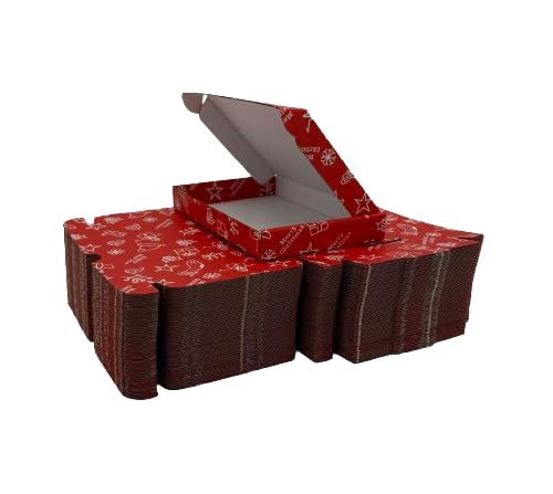 C6 A6 Postal Pip Boxes, Large Letter Boxes, Generic Shipping Boxes, Cardboard Boxes For Posting, Gift Box, Flat Pack Boxes, Small Gift Box, Size 16.3cm x 11.2cm x 2cm - Pack of 25 (Christmas Printed)