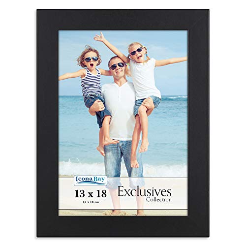 Icona Bay Cadre Photo Noir 13 x 18 cm, Cadre Photo en Composite de Bois Robuste 13x18, Design élégant, Dessus de Table ou Montage Mural, Collection Exclusives Cover