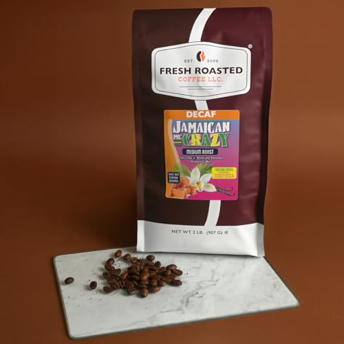 Image of Fresh Roasted Coffee, Decaf Jamaican Me Crazy Flavored Drip Ground Coffee, Medium Roast, Kosher, 2 lb (32 oz)