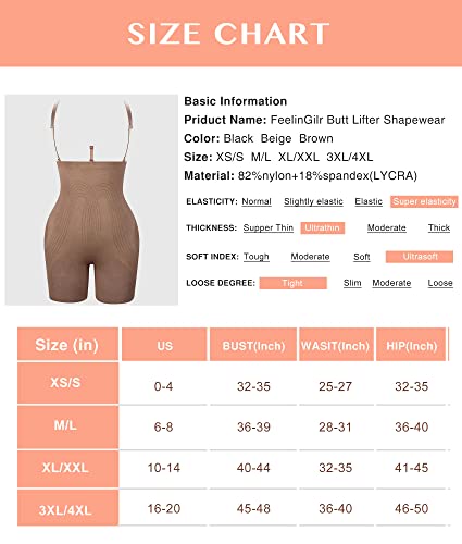 Feelingirl Feelingirl Women's Butt Lifter High Waist Shorts Smooth Shapewear Seamless Mesh Tummy Control Thigh Slimmer Brown Xs/S Brown Shorts X-Small-Small #TOP5
