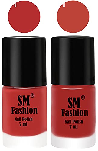 Image of Long Lasting Nail Polish | Nail Paint Combo 7 ml Each) - Set of 2 Coral Pink -Dark Nude
