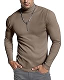 Picture of NY Threads Men's Ribbed Turtleneck Slim Fit Pullover Casual Long Sleeves Basic Top, Large, Khaki