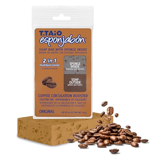 EsponJabón – Esponja + Jabón 2 en 1 con Café – Estimula la Circulación y Reduce la Apariencia de Celulitis – Unisex – Para Todo Tipo de Piel – Producto Artesanal – 120g