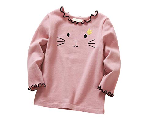 DEBAIJIA Enfant Fille sous-Pull en Coton à Manches Longues avec Broderie Mignonne, T-Shirt Soyeux...