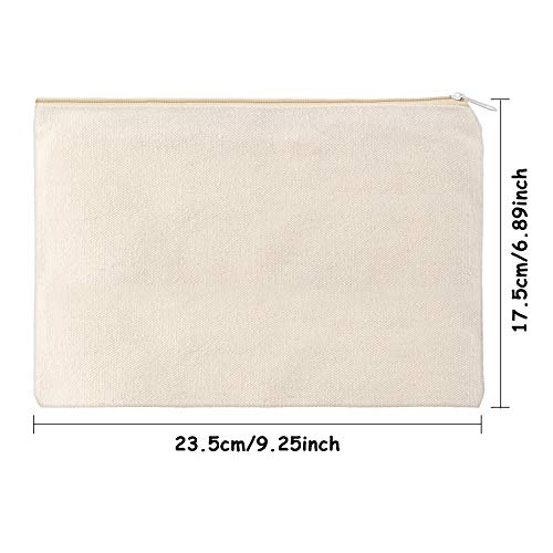 Gejoy 10 Pieces Cosmetic Bag Multipurpose Makeup Bag With Zipper Canvas Bag Travel Toiletry Pouch Diy Craft Bag Pencil Bag (L, Beige) #TOP1