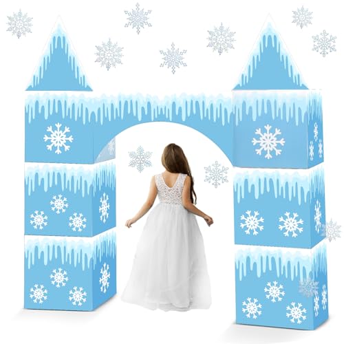 Bucherry 9 Pcs Winter Cardboard Castle Playhouse Large Snowflake ...