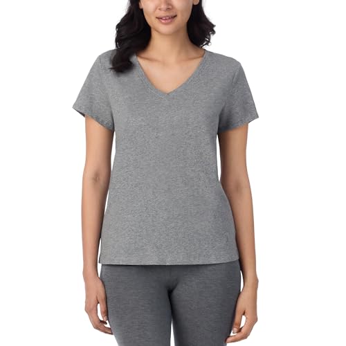 Image of Nautica Womens Sleep Shirt - Lightweight, Breathable Pajama Top - Cotton Knit Jersey V-Neck Sleepwear and Loungewear