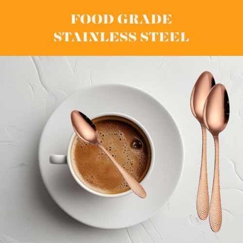 Image of Stainless Steel Spoons, Chamach Set, Elegant Stirring Teaspoons, Perfect for Home, Hotel, Restaurant & More, Mirror Polished Ergonomic Handle (12 Pcs Big Spoon, Rose Gold)