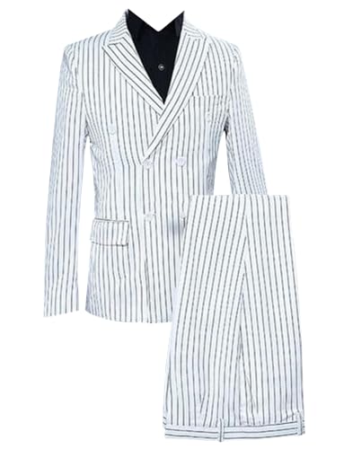 Costume homme pinstripe bleu marine idéal pour un mariage ou une réunion d'affaires