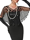 RRYIO Women's 1920s Shawl Wraps,Sequin Flapper Evening Shawls for women Gatsby Accessories for Harlem Night (Black)