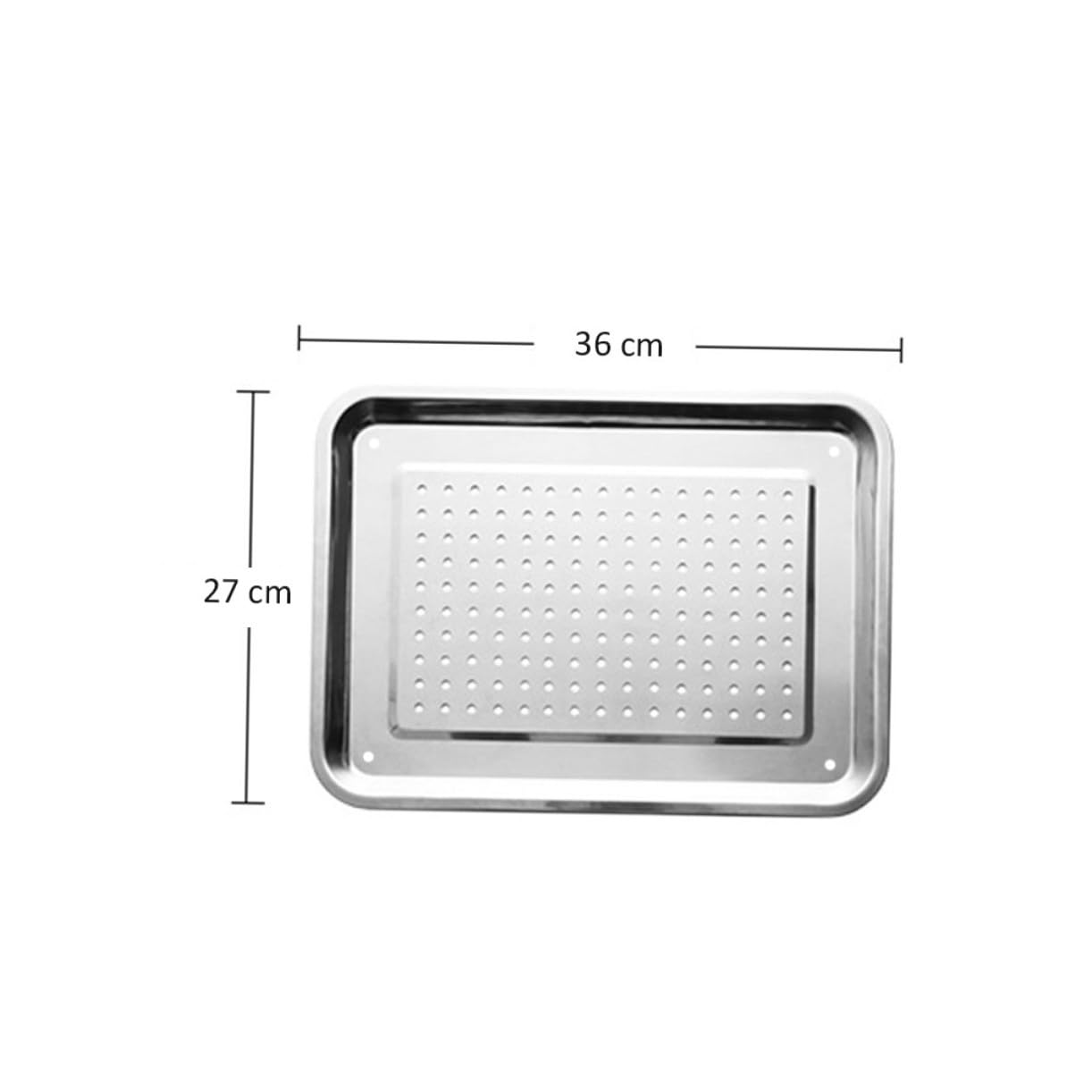 LABRIMP Vassoio Rettangolare per Scolare in Acciaio Inossidabile 36 X 27 CM, Scolapiatti Resistenti alla Ruggine, per Cucina e Cibi Fritti