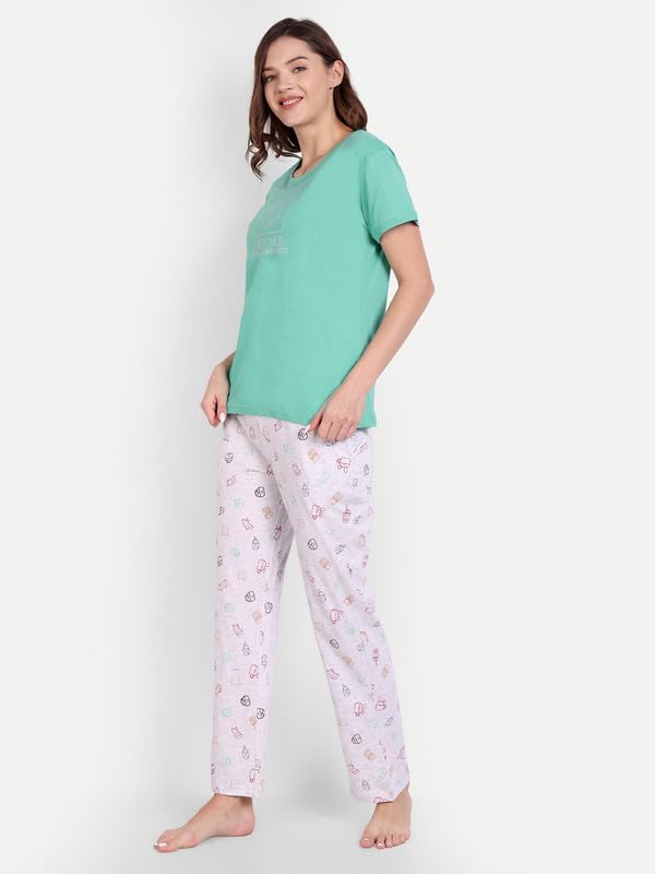 Image of Bedtime story Cotton Night Suit for Women Girls | Women's Cotton Printed Pant & Top Night Suit Set Pyjama Set Sleepwear Nightwear Nightdress Loungewear