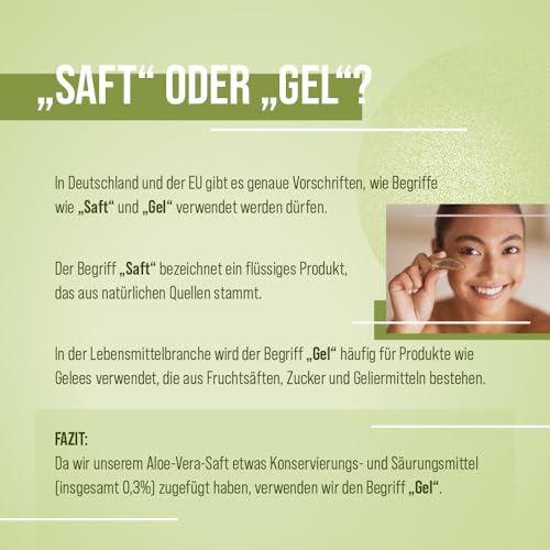 Sanct Bernhard Aloe Vera Drink (1L) Aus dem unverdünnten Aloe Vera Saft frischer Pflanzen | Trinkgel von der Barbadensis Miller Pflanze | Höchste Qualität | Naturprodukt | Made in Germany