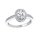 Imagen de Bling Jewelry Personaliza anillo de compromiso solitario ovalado clásico Halo de 2CTW para mujer con banda delgada de circonita cúbica chapado en oro rosa