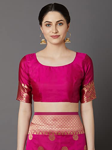 Image of AKHILAM Women's Kanjivaram banarasi silk Woven Design Saree With Unstitched Blouse Piece Saree With Un-Stiched Blouse