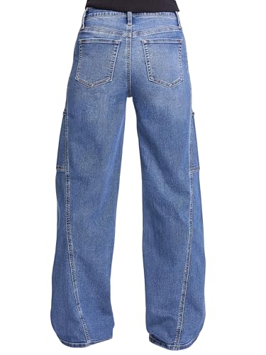 YMI Women's High Rise Wide Leg Cargo Jeans, P2010113