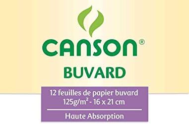 Canson Buvard Papier 125 G/m² | 3 Hüllen à 12 Blatt | 160 X 210 Mm | Weiß & Saugstark Für Schule & Zuhause