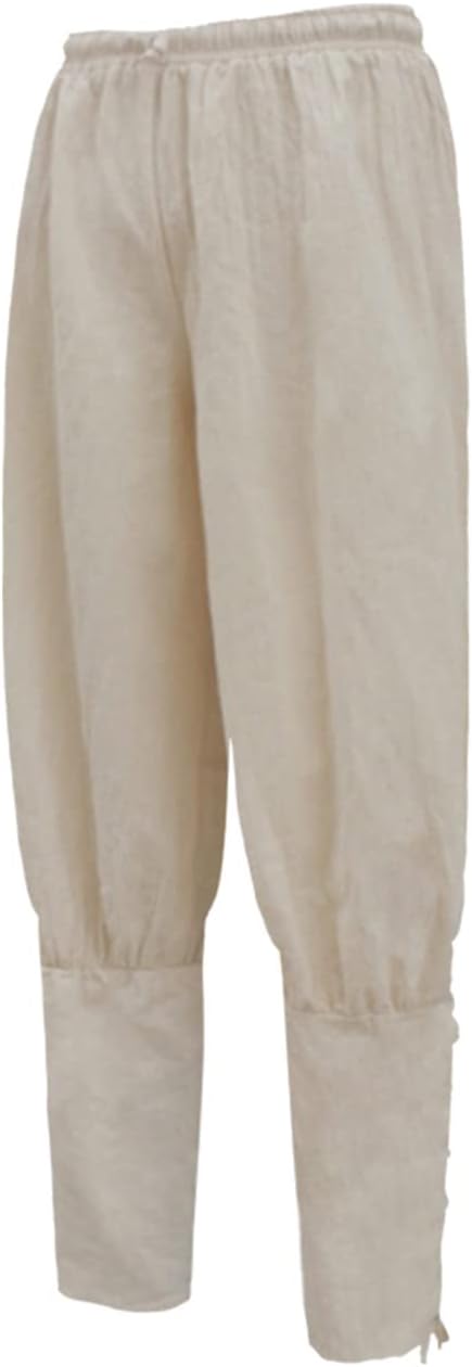 Men's Renaissance Pirate Pants Long Ankle Lace Up Banded Casual Trousers