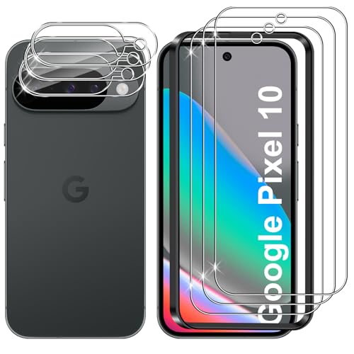 Lutree Cristal Templado para Google Pixel 10, 3+3 Piezas Protector de Pantalla + Protector de Lente de Cámara, Dureza 9H HD Anti Arañazos Vidrio Templado Película Protectora