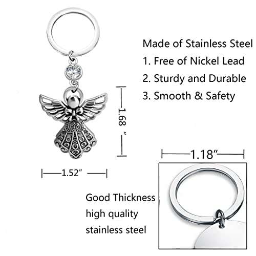 Image of FUSTMW Angel Keychain Guardian Angel Gifts Faith Gifts Prayer gifts Blessing Gifts Guardian Angel Charm Key Chain Gifts