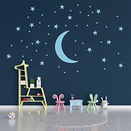 50 estrellas y luna adhesivos de pared para habitación infantil miniatura 2