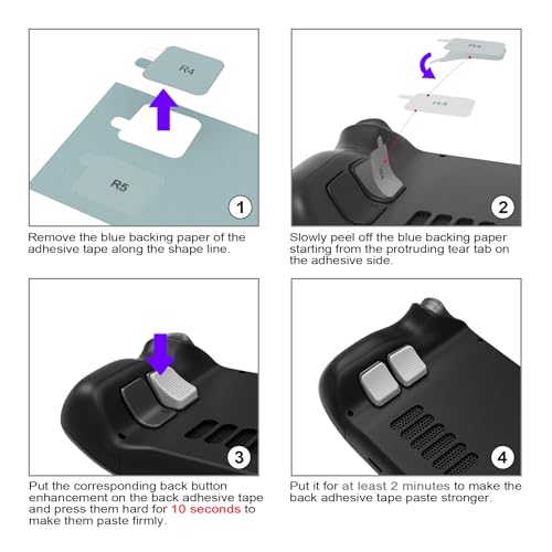 PlayVital Kit de Mejora de Botones Traseros para Steam Deck & OLED - Agarre Antideslizante y Protección Mejorada, Accesorios para Steam Deck, 2 Grosores Diferentes (Gris Frío) - imagen 8