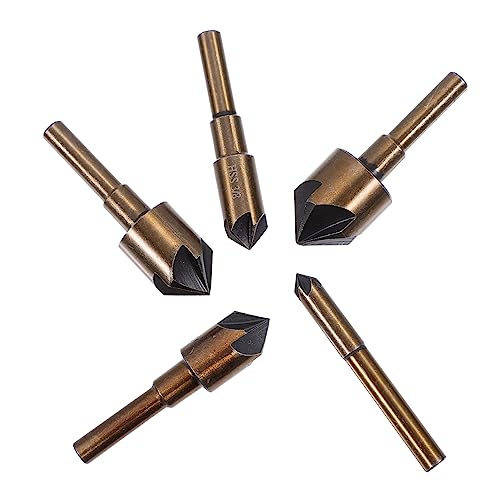 jojofuny 5pcs Countersink Drill Bits Wood Plastic Drill Bits Chamfer Shank Tapered