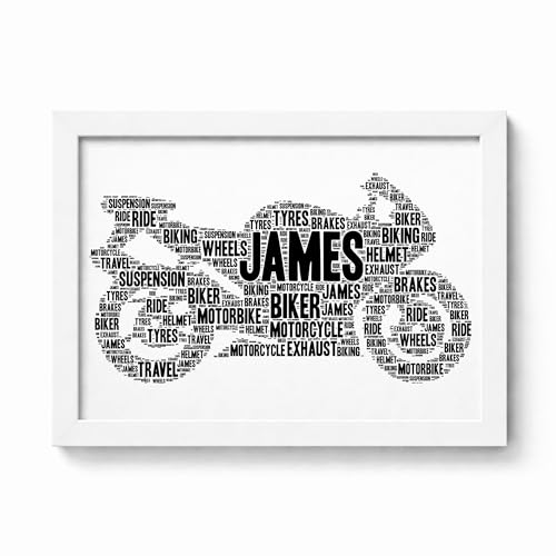Violet Grace Personalised Motorbike Word Art Print - Biker Super Sport Bike Racing Wall Art Picture Gifts Her Him - A5, A4, A3 Poster, Prints & Framed