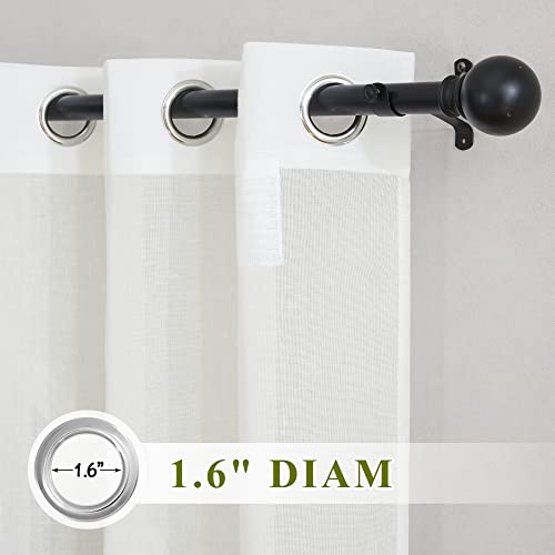 NICETOWN Faux Flax Linen Light Filtering Sheer Curtains for Sliding Door, Grommet Rustic Flax Window Treatment Semi Sheer Drapes for Farmhouse/French Door, Ivory, W70 x L84, Set of 2