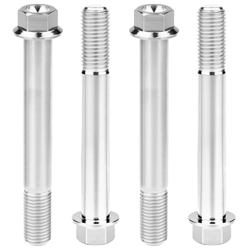 Image of Titanium Bolt M12 30 35 40 45 50 55 60 65 70 75 80 85 90mm Hex Small Flange Head for Motorcycle Car Modification Pack of 4 (M12x90mm Pitch 1.5, Silver)