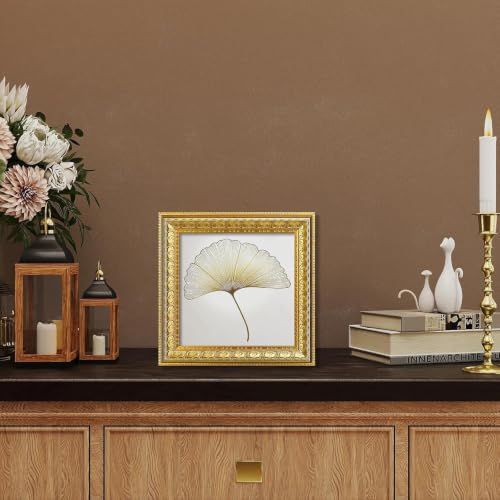 Image of VIOLABBEY 8x8 Picture Frame Gold Set of 2, Vintage Photo Frame | Antique Ornate Frame, Square Frame for Wall or Tabletop Display, Classic Design for Home Office Decor, Fits 8x8 Pictures