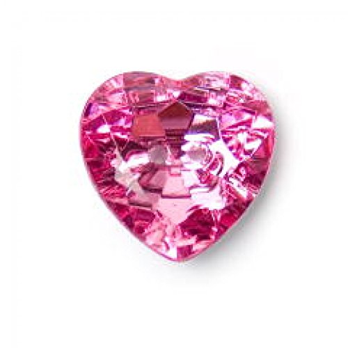 Crendon 2 Hole Plastic Crystal Heart Buttons Pink - per button