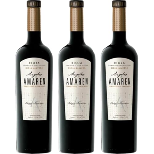 Ángeles de Amaren Vino Tinto Crianza 14,5% Vol, Tempranillo y Graciano, Intensidad y Equilibrio para Maridar con Carnes y Quesos, Compra Online Segura| 3 botellas